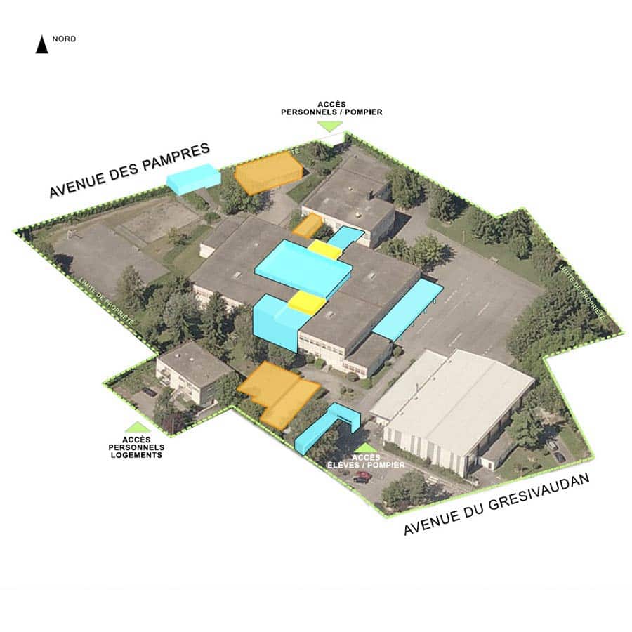 image de synthèse vue oiseau du projet collège Jules-Flandrin